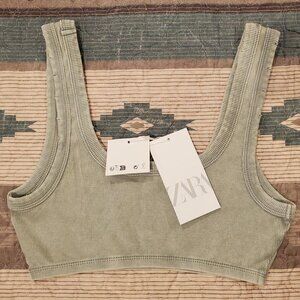 Zara Ribbed Crop Top Bralette Size Medium